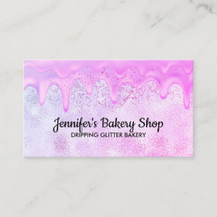 Carte De Visite Résumé pâtisserie Chef Glitz rose abstrait