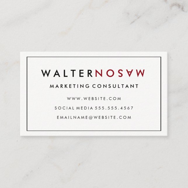 Carte De Visite Retourner lettre avec bordure (Devant)