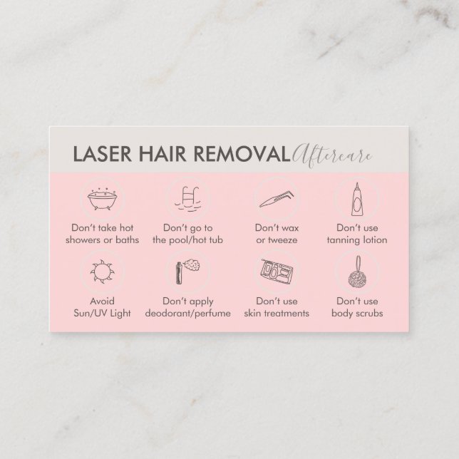 Carte De Visite Retrait des cheveux laser rose beige (Dos)