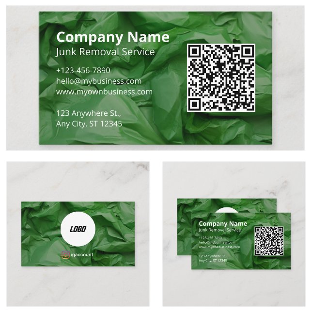 Carte De Visite Retrait du bloc vert (Green Junk Removal Business Card
)
