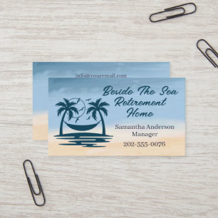 Carte De Visite Retraite Accueil QR Codes Plage Palm Tree