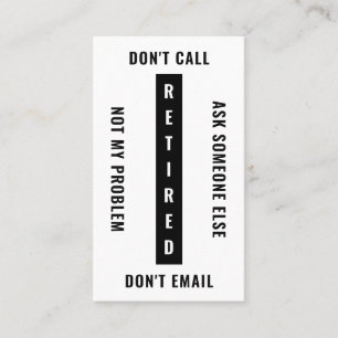 Carte De Visite Retraité Pas Mon Problème Drôle Retraite Verticale