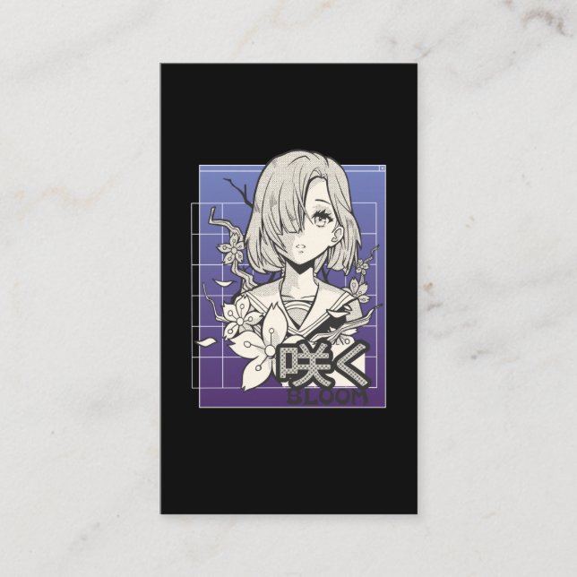 Carte De Visite Retro Anime Girl Otaku Manga Ado de bande dessinée (Devant)