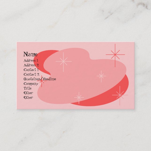 Carte De Visite Rétro atomique rose et rouge (Devant)