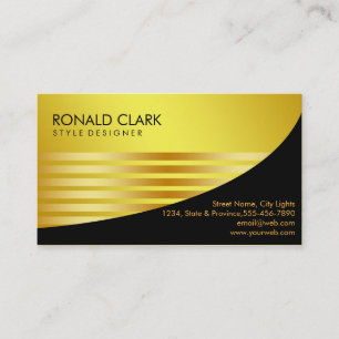 Carte De Visite Retro Black Gold Metal Services financiers