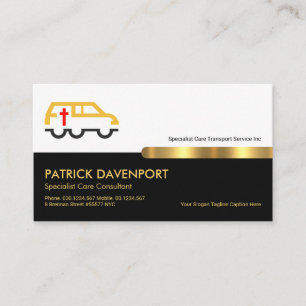 Carte De Visite Retro Black Gold Stripe Memorial Transport Service