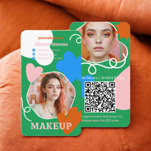Carte De Visite Retro boho Maquillage formes beauté photo qr code