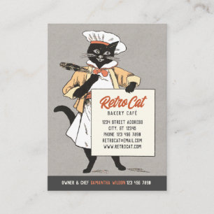 Carte De Visite Retro Boulangerie Café Restaurant Chat Chef CC1221