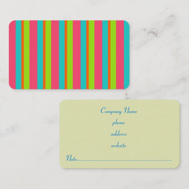 Carte De Visite Retro Bright Stripes Business Card (Devant / Derrière)