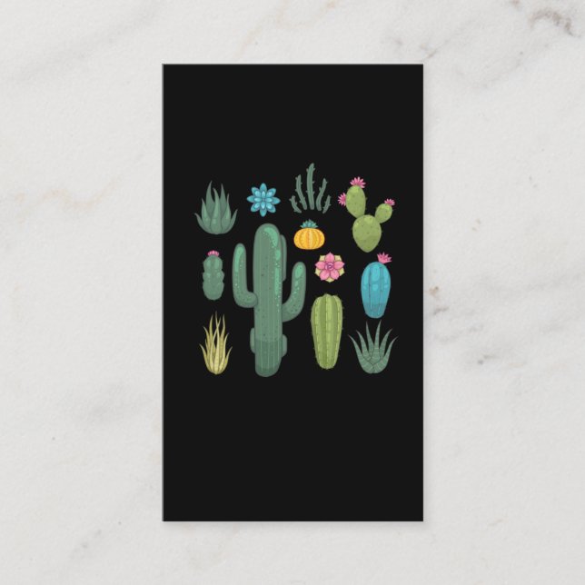 Carte De Visite Retro Cactus Education Botanical Succulents Plante (Devant)
