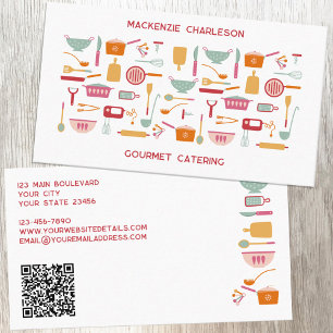Carte De Visite Retro Catering Bakery code QR