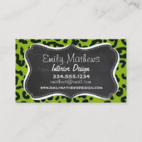 Retro Chalkboard; Apple Green Leopard Poster de an