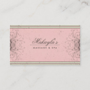 Carte De Visite Rétro chic moderne élégant de damassé florale de