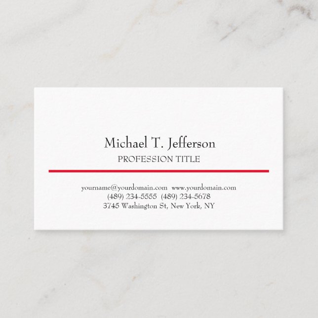 Carte De Visite Retro Classical Elegant Plain Blanc Simple (Devant)