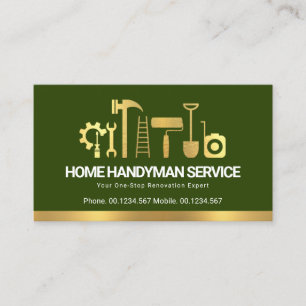 Carte De Visite Rétro Creative Gold Handyman Outils Entrepreneur
