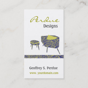 Carte De Visite Rétro décor intérieur de rétro canapé floral à la