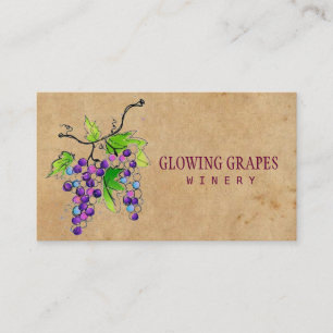 Carte De Visite Rétro établissement vinicole vintage de raisins 