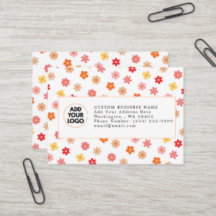Carte De Visite 🌸 Rétro Floral Fantaisiste Logo Personnalisé Entr