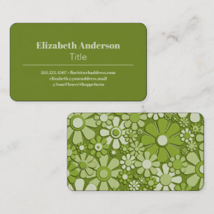 Carte De Visite Retro Flowers 60s les années 70 Avocado Green