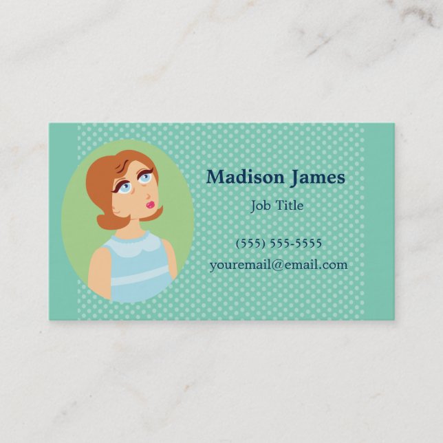 Carte De Visite Retro Girl Blue (Devant)
