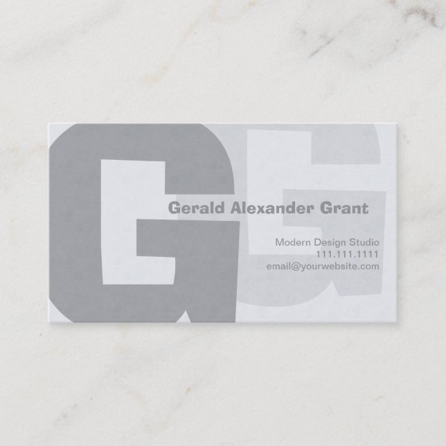 Carte De Visite Rétro grand gris bleu élégant G (Devant)