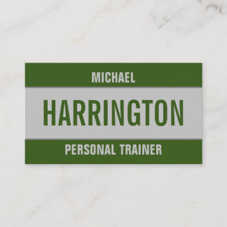 Carte De Visite Retro Green et Gris Minimaliste Personal Trainer
