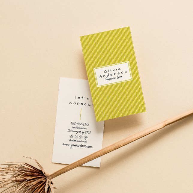 Carte De Visite Retro Green Stripes tendance moderne Funky Fun (Créateur téléchargé)