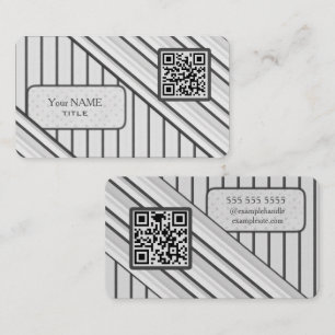 Carte De Visite Rétro gris de double code de QR