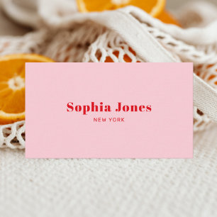 Carte De Visite Rétro médias sociaux minimaliste rose rouge
