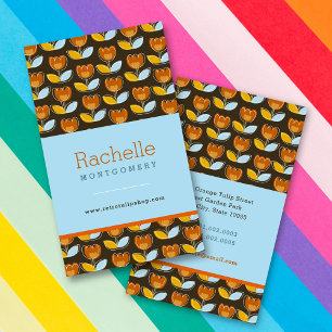 Carte De Visite Retro Mod Orange Tulip Flowers Motif Profil amusan