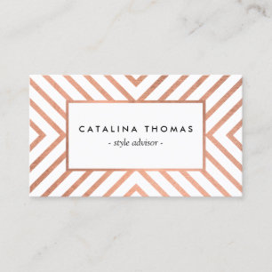 Carte De Visite Retro Mod Rose or et Motif blanc