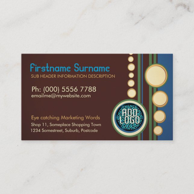 Carte De Visite Retro moderne avec Logo ou Photo Business par (Devant)