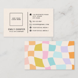 Carte De Visite Retro Moderne Checker Chèque Logo Personnalisé