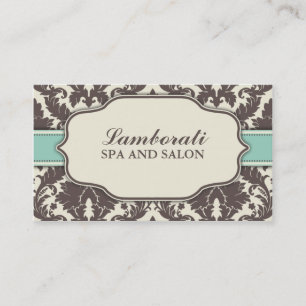 Carte De Visite Rétro moderne chic élégant de damassé florale de