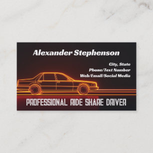 Carte De Visite Retro Neon Conduite Lyft Uber Conduit Rideshare