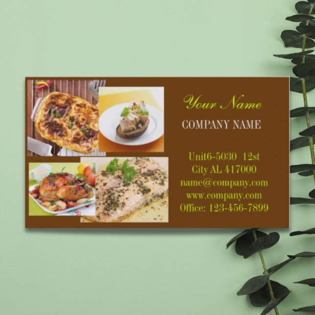Carte De Visite Retro Pie poulet épicerie traiteur (Retro Pie chicken deli shop diner catering Business Card)