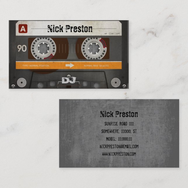 Carte De Visite Rétro professionnel frais de la cassette audio | (Devant / Derrière)