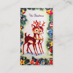 Carte De Visite Rétro renne vintage de Noël