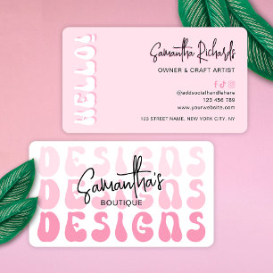Carte De Visite Rétro rose moderne Girl Logo Concepteur d'artisana