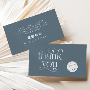 Carte De Visite Retro Swirl Merci Pour Le Shopping Petit Acier Ble