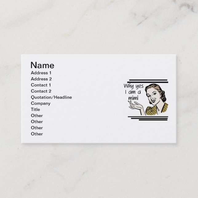 Carte De Visite Rétro T-shirts Mimi et cadeaux (Devant)