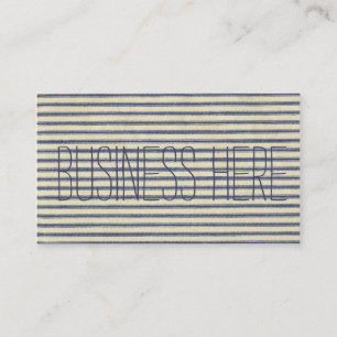 Carte De Visite Retro Ticking Bleu & Blanc rayé Vintage Français