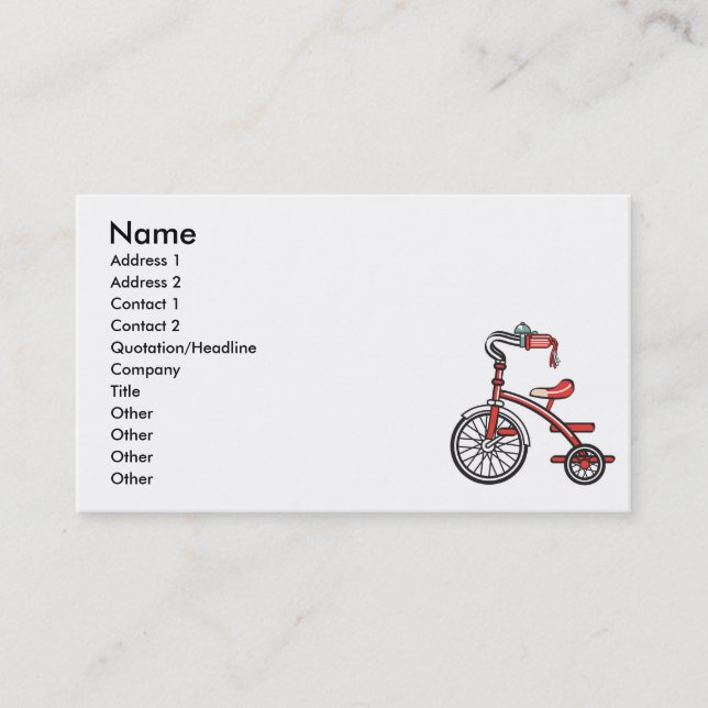 Carte De Visite rétro tricycle (Devant)