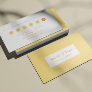 Carte De Visite Rétro Vanille Jaune Cœur Rayures Fidélité Boulange