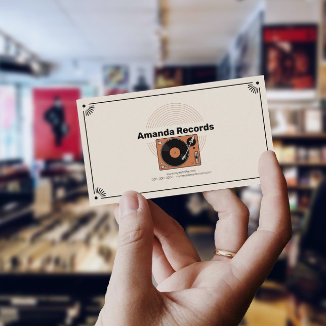 Carte De Visite Retro Vinyl Turntable (Retro Vinyl Turntable Business Card)