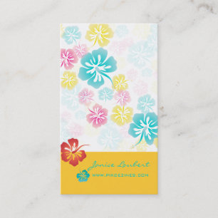CARTE DE VISITE RÉTROS FLEURS TROPICALES AUDACIEUSES, KETMIE