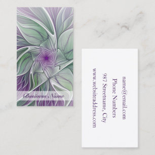 Carte De Visite Rêve de fleurs, Abstrait violet vert Fractal Art