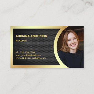 Carte De Visite Revendeur de photos de l'immeuble Black Mesh Gold 