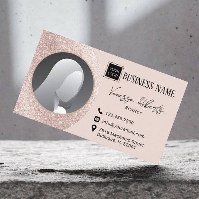 Carte De Visite Revendeur immobilier professionnel Rose Gold Photo (Créateur téléchargé)