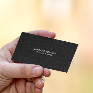 Carte De Visite Reversible Elegant Noir & Blanc Motif Paisley